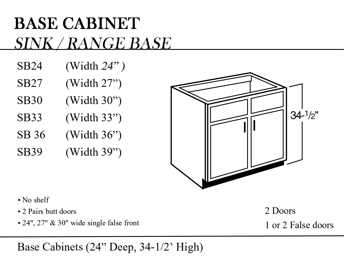 single sink kitchen base cabinet size
